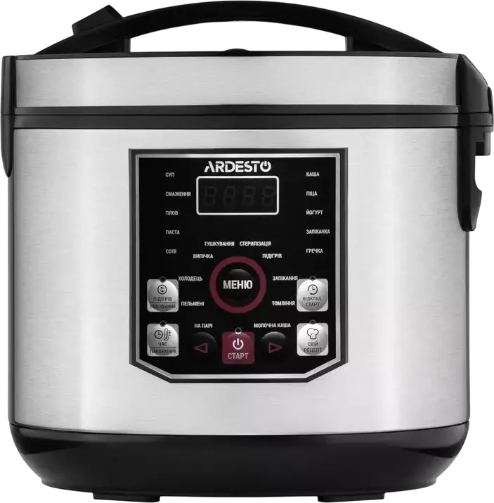 Multigatitor Ardesto MC-P21, Bol Aluminiu Turnat 5L cu Invelis Non-stick Daikin, 860W, 21 Programe Automate, Control Touch LED, Argintiu
