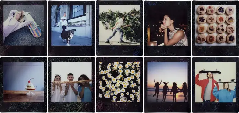 Film Fujifilm Instax Square Star Illumination, Bordura Neagra cu Sclipici, Set de 10 fotografii, Dimensiune Imagine 6.2 x 6.2 cm