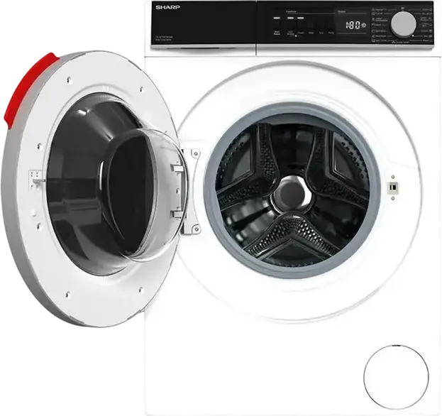 Masina de spalat rufe Sharp ES-NFL914CWNA-EE cu incarcare frontala, 9 kg, Clasa Energetica A, 1400 RPM, Inverter, Dozare Automata, Allergy Smart, Alb/Negru