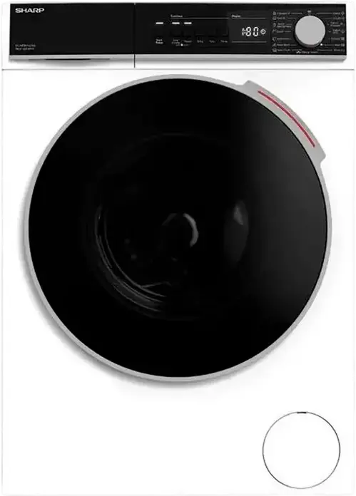 Masina de spalat rufe Sharp ES-NFL914CWNA-EE cu incarcare frontala, 9 kg, Clasa Energetica A, 1400 RPM, Inverter, Dozare Automata, Allergy Smart, Alb/Negru