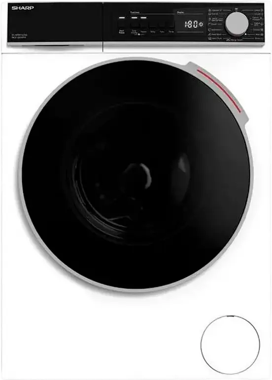 Masina de spalat rufe Sharp ES-NFL914CWNA-EE cu incarcare frontala, 9 kg, Clasa Energetica A, 1400 RPM, Inverter, Dozare Automata, Allergy Smart, Alb/Negru