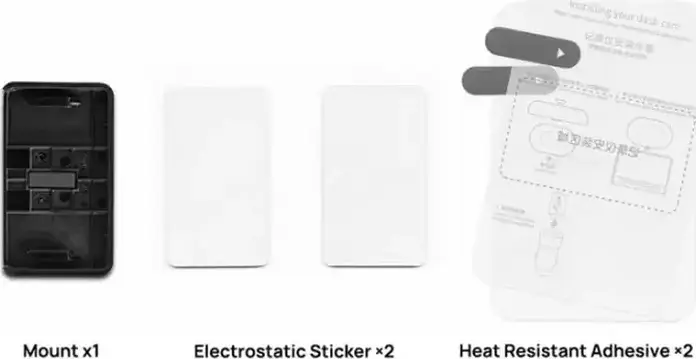 70mai ACC-A810 Replacement Accessory Kit for A810 Series, Black, Set of 5 Pieces including Mount, 2 Electrostatic Stickers and 2 Adhesives