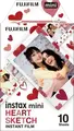 Film instant Fujifilm Instax Mini Heart Sketch, Bord Alb, Set de 10 fotografii, Dimensiune imagine 6.2cm x 4.6cm, Compatibil cu toate camerele Instax Mini