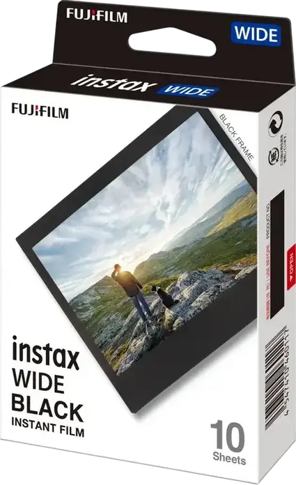 Fujifilm Instax Wide Instant Film, ISO 800, Black Frame, 86mm x 108mm, Pack of 10 Sheets