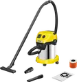 Karcher WD 3 P S Wet and Dry Vacuum Cleaner, 1000W, 17L Stainless Steel Tank, Integrated Power Socket for Tools, Blower Function, Yellow