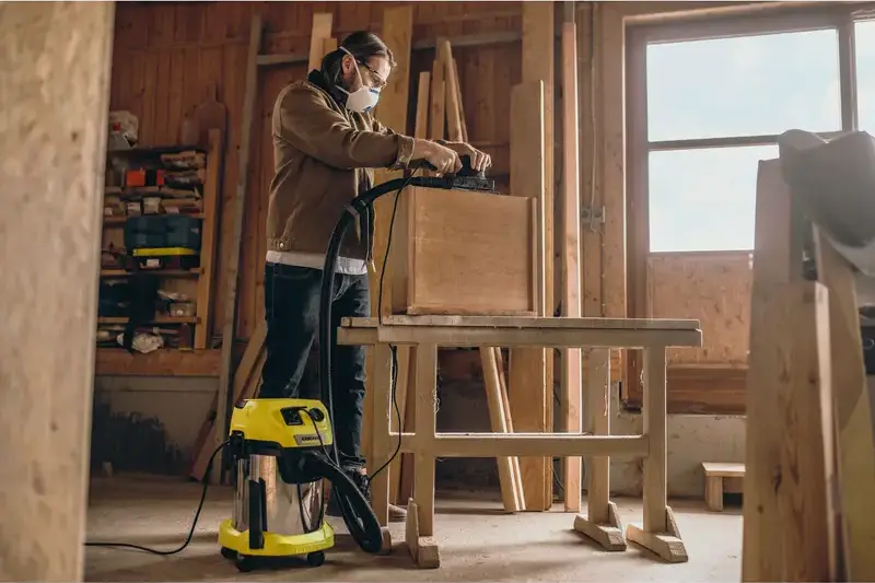 Karcher WD 3 P S Wet and Dry Vacuum Cleaner, 1000W, 17L Stainless Steel Tank, Integrated Power Socket for Tools, Blower Function, Yellow