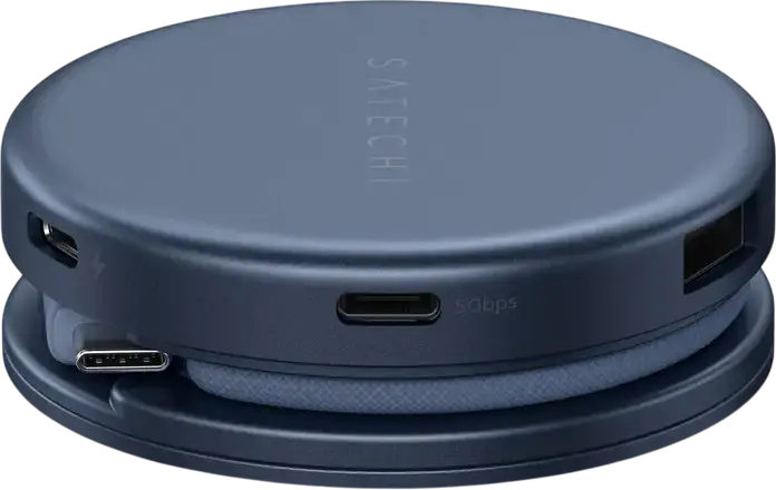 Многопортовый адаптер Satechi OntheGo 5-in-1, USB-C хаб с HDMI 4K/60Гц, PD 60Вт, USB-C и USB-A 3.2 Gen 1, слотом для SD-карт, алюминий, магнитный монтаж