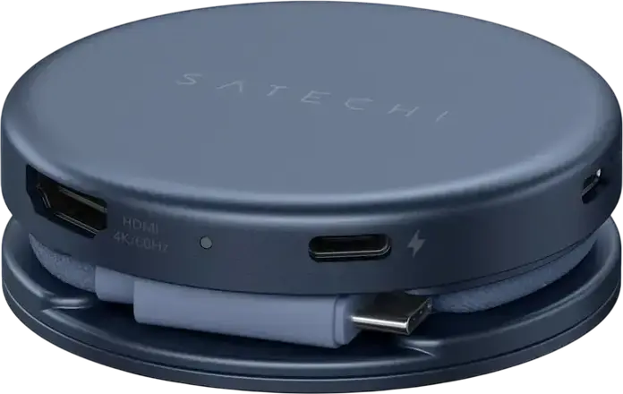 Многопортовый адаптер Satechi OntheGo 5-in-1, USB-C хаб с HDMI 4K/60Гц, PD 60Вт, USB-C и USB-A 3.2 Gen 1, слотом для SD-карт, алюминий, магнитный монтаж