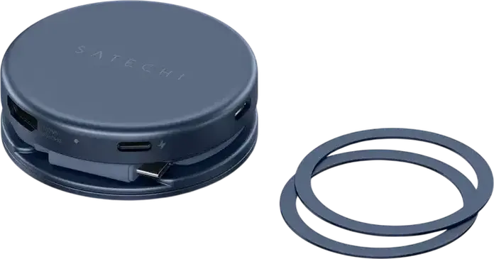 Многопортовый адаптер Satechi OntheGo 5-in-1, USB-C хаб с HDMI 4K/60Гц, PD 60Вт, USB-C и USB-A 3.2 Gen 1, слотом для SD-карт, алюминий, магнитный монтаж