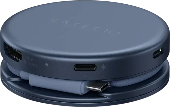 Многопортовый адаптер Satechi OntheGo 5-in-1, USB-C хаб с HDMI 4K/60Гц, PD 60Вт, USB-C и USB-A 3.2 Gen 1, слотом для SD-карт, алюминий, магнитный монтаж