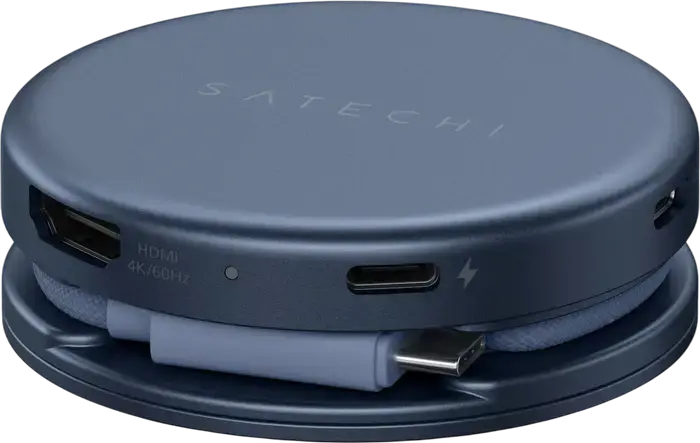Satechi OntheGo™ 5-in-1 Multiport Indigo, USB-C Host, USB-C PD60W, USB-C 3.2Gen1, USB-A 3.2Gen1, SD