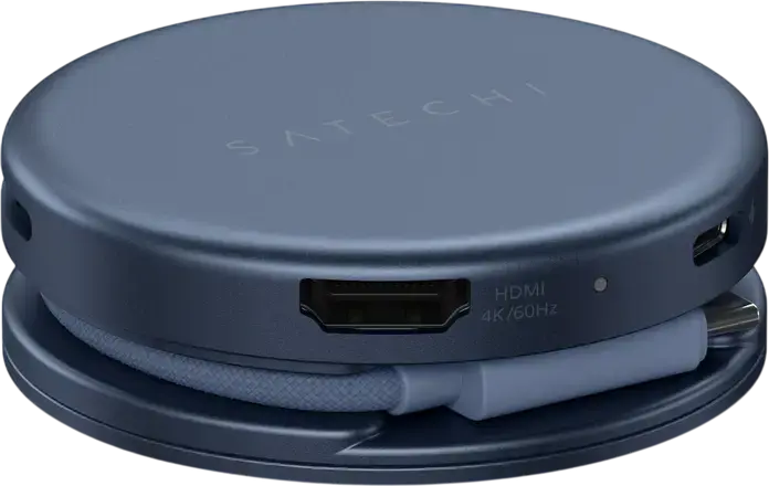 Многопортовый адаптер Satechi OntheGo 5-in-1, USB-C хаб с HDMI 4K/60Гц, PD 60Вт, USB-C и USB-A 3.2 Gen 1, слотом для SD-карт, алюминий, магнитный монтаж