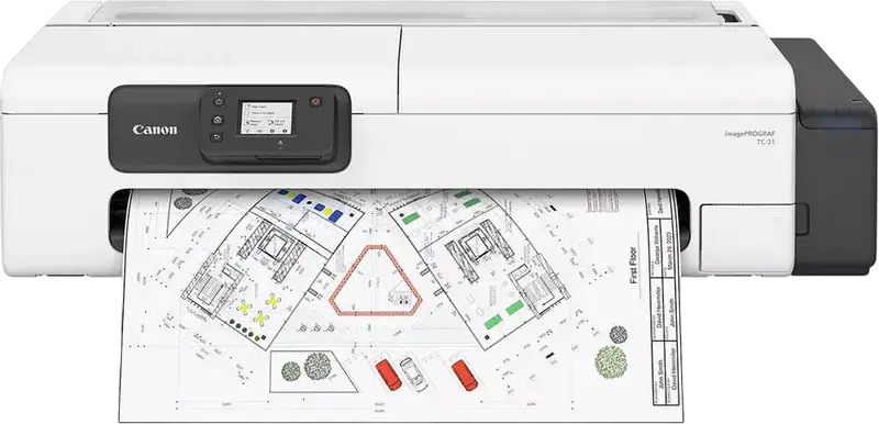 Imprimanta Plotter Canon imagePROGRAF TC-21 24", Format Mare, 4 Culori Cerneala Pigment, 2400x1200 dpi, 1GB RAM, Wi-Fi, Ethernet, A1/A3/A4, cu Set Cerneala
