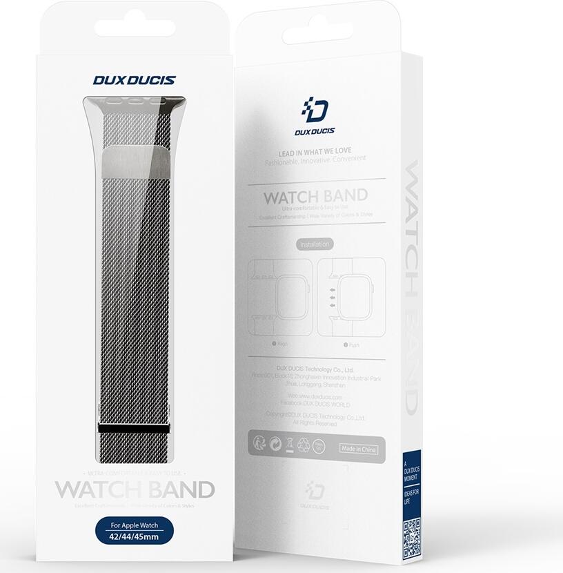 Brățară Dux Ducis Milanese Version pentru Apple Watch 42mm 44mm 45mm, Culoare Gri Gun, din Oțel Inoxidabil cu Închidere Magnetică, Rezistentă la Zgârieturi și Șocuri