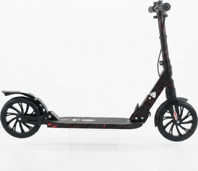 G116 D-Y Urban Kick Scooter for Adults and Teenagers, Folding Robust Frame, Anti-slip Platform, Hand Brake, 100kg Capacity, Black and Red