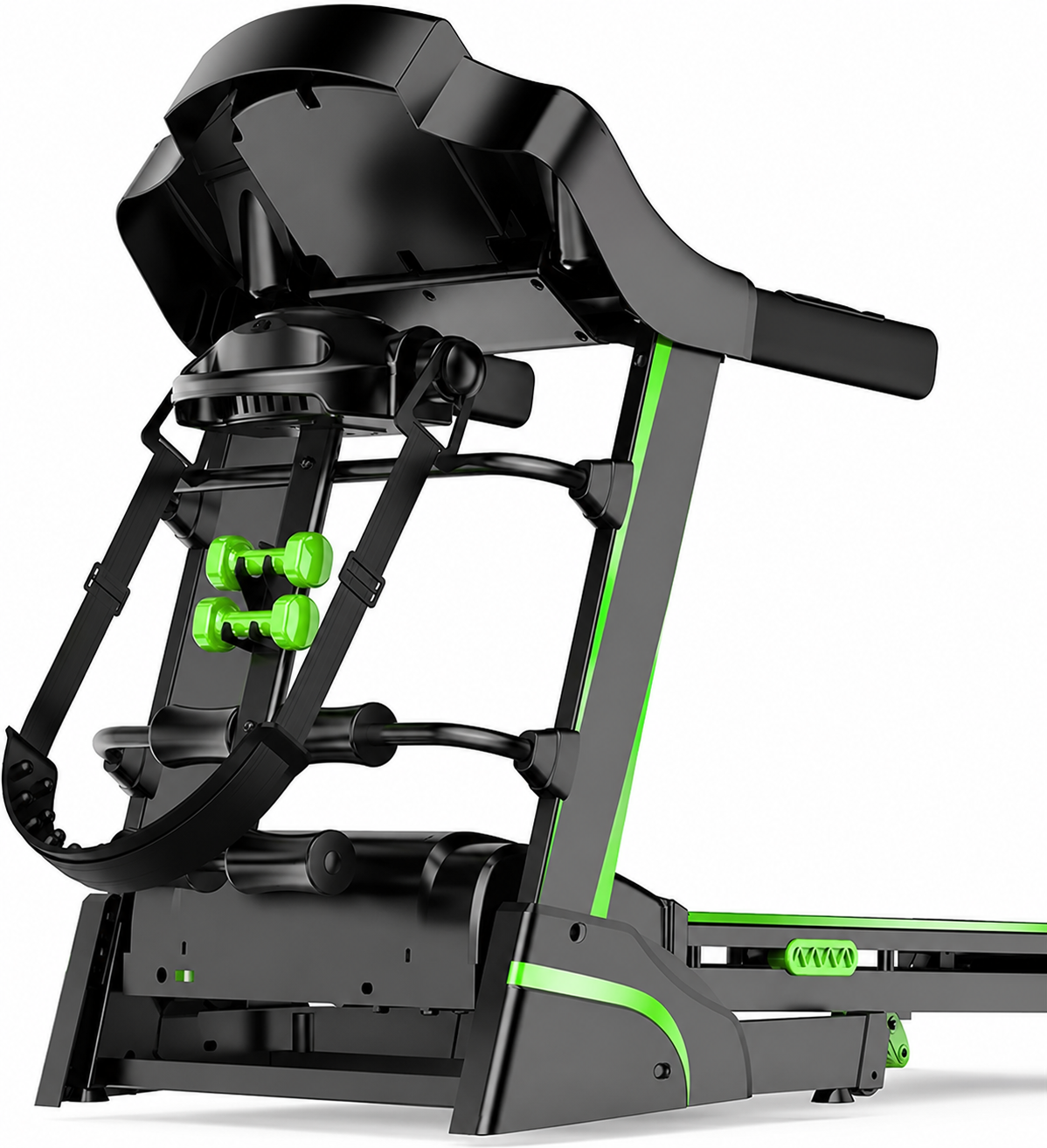 banda de alergat Fitness F1 pliabila, Motor 3 CP Peak, Viteza 14 km/h, Suporta pana la 140 kg, Bluetooth, MP3, USB, cu Masajor si Set Gantere