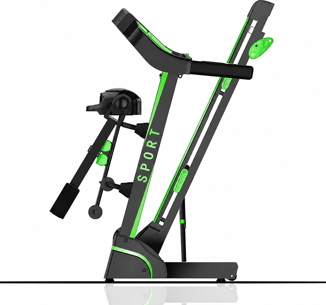 banda de alergat Fitness F1 pliabila, Motor 3 CP Peak, Viteza 14 km/h, Suporta pana la 140 kg, Bluetooth, MP3, USB, cu Masajor si Set Gantere