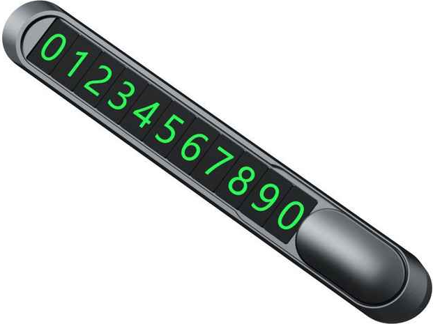 YIKADI TH-093 Temporary Parking Phone Number Holder for Car Dashboard, Black with Green Luminous Digits