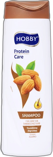 Sampon Hobby Protein Care cu Extract de Migdale 500 ml, 0% Parabeni, Formula de Nutritie pentru Par Uscat si Undifectat, Stralucire si Volum