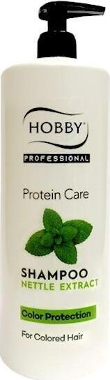 Sampon Hobby Professional Protein Care cu Extract de Plante 1000ml cu Pompa, Formula fara Parabeni pentru Par Vopsit, Nutritie si Stralucire Naturala