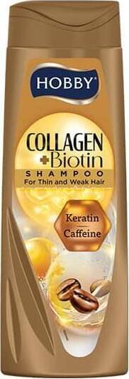 Шампунь Hobby Collagen Biotin 480мл для ухода за тонкими и слабыми волосами с витаминным комплексом, гиалуроновой кислотой, кофеином и кератином
