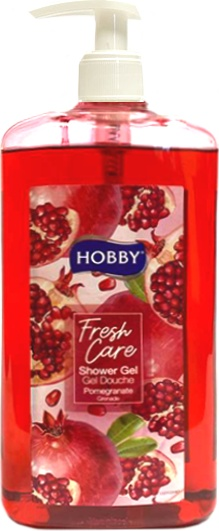 Hobby Fresh Care Shower Gel Pomegranate and Flower Fragrance, Moisturizing Creamy Formula, 1000ml with Pump Dispenser, FT41410HRE
