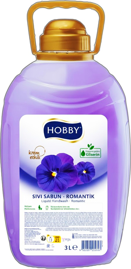 Жидкое мыло Hobby с глицерином и натуральным оливковым маслом, аромат Romantic Flower, увлажняющее средство для мытья рук для всех типов кожи, 3000 мл с дозатором, FT150400LF