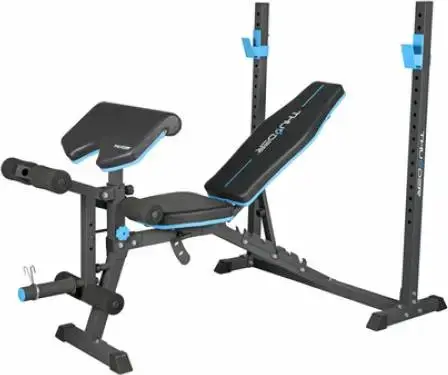Thunder CROUL Multifunctional Weight Bench, Adjustable Incline Decline Flat, Steel Frame, Eco-Leather Padding, Preacher Curl Pad, Squat Rack, 220kg Max Load
