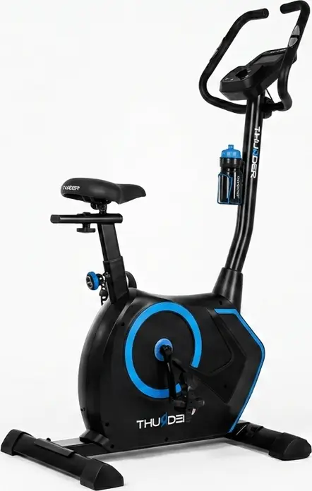 Thunder TRIX Vertical Electromagnetic Fitness Bike, 32 Resistance Levels, 8kg Flywheel, LCD Console, Bluetooth, 24 Programs, Max 150kg, Black/Blue