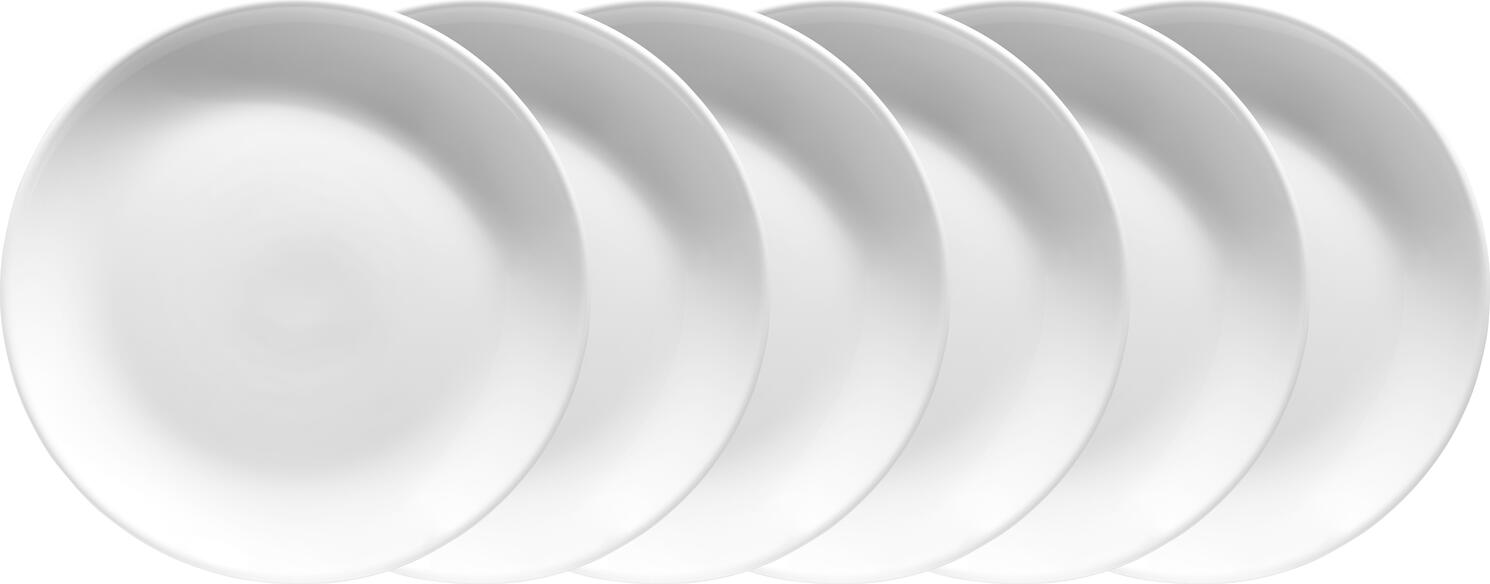 Set de 6 piese farfurii Vega Lusini Ashley din sticla temperata, 19 cm, albe, rotunde, rezistente la cuptor, microunde si masina de spalat vase