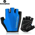 Rockbros S099BL Half-Finger Cycling Gloves, SBR Shock-Absorbing Pads, Anti-Slip Suede Palms, Breathable Moisture-Wicking Fabric, Set of 1 Pair