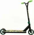 Freestyle Trick Scooter Graffiti Green Chrome, Matte Black with Green Chrome Rims, Non-slip Deck, Fixed Handlebar for Skatepark and Street Riding