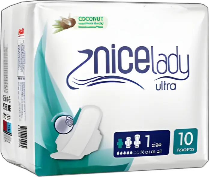 Прокладки гигиенические NiceLady Ultra для женщин, нормальное впитывание, ультратонкие с гибкими крылышками, мягкий слой, с кокосом, анатомическая форма, 10 шт