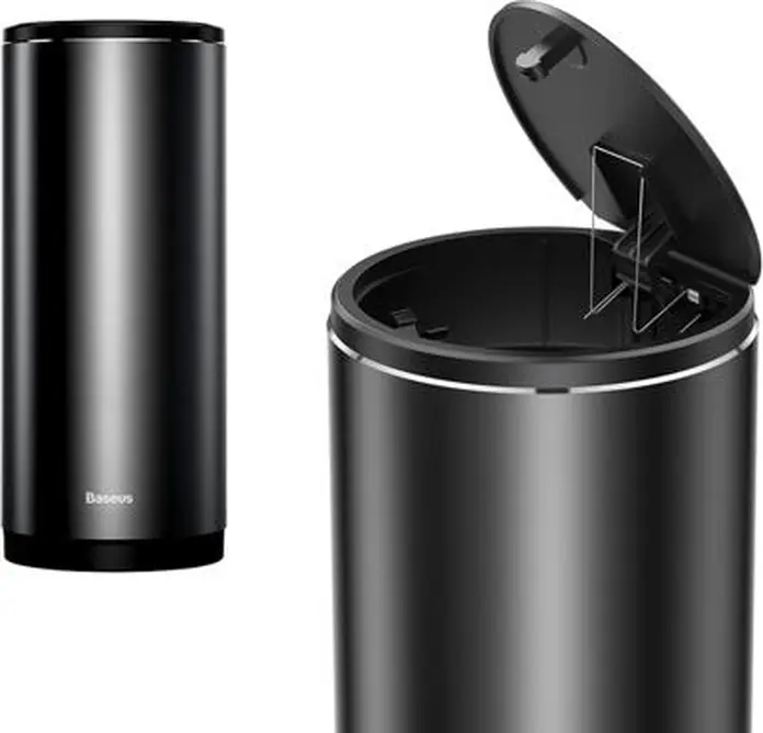 Coș de gunoi auto Baseus Dust-Free, Capacitate 800ml, Material PC + ABS, Design Compact pentru suporturi de pahare și compartimente uși, Negru