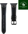 Кожаный ремешок Santa Barbara Polo & Racquet Club для Apple Watch 42/44/45/49мм, черный с белой контрастной прострочкой, застежка-пряжка