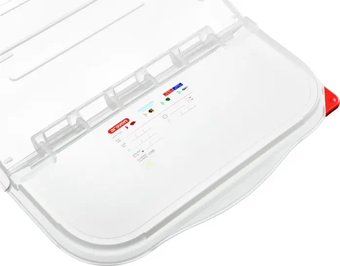 Araven Universal FIFO Container GN 1/1, 22.65L Polypropylene Storage Bin, Transparent, HACCP Compliant with Color-Coded Clips, Stackable