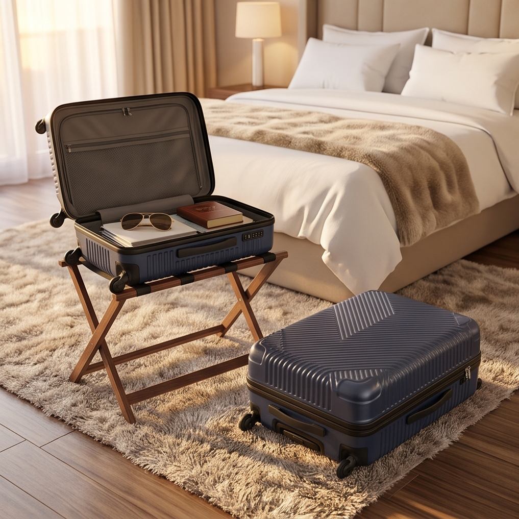 FABBYGO DL10 Set of 3 ABS Rigid Suitcases, 20" 24" 28", Blue, 4 Double Swivel Wheels, Telescopic Handle, Combination Lock, Polyester Lining