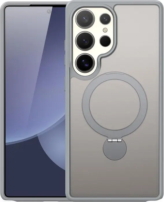 Чехол DUX DUCIS Yind Mag 360 Stand Case для Samsung Galaxy S25 Ultra, серый, интегрированные кнопки, магнитное кольцо MagSafe, вращающийся стенд 360, противоударный PC и TPU