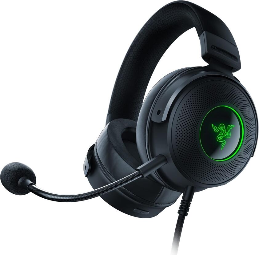 Razer Kraken V3 Hypersense Wired Over-Ear Gaming Headset, 50mm TriForce Titanium Drivers, Haptic Feedback, THX Spatial Audio, Chroma RGB, Black