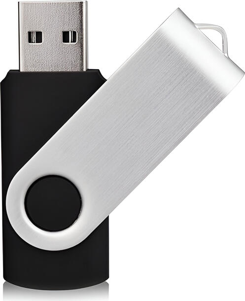 USB 2.0 Swivel Flash Drive 128GB, Metal and ABS Plastic Portable Memory Stick with Integrated Keychain Ring, Plug-and-Play for PC, Laptop, TV