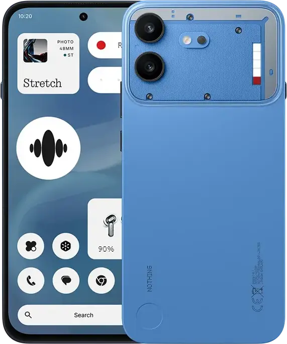 Nothing Phone 4b A009P Smartphone, Blue, Qualcomm Snapdragon 6 Gen 4, 8GB RAM, 128GB Storage, 6.77" AMOLED 120Hz Display, 50MP OIS Camera, 5200mAh Battery, IP64