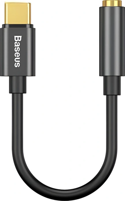 Baseus L54 USB Type-C to 3.5mm Female Audio Adapter with Built-in DAC Decoder, Aluminum Alloy, Gold-plated, HD Audio for Smartphones and Laptops, Black