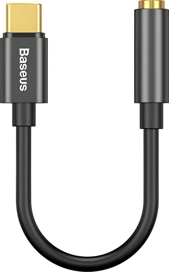 Baseus L54 USB Type-C to 3.5mm Female Audio Adapter with Built-in DAC Decoder, Aluminum Alloy, Gold-plated, HD Audio for Smartphones and Laptops, Black