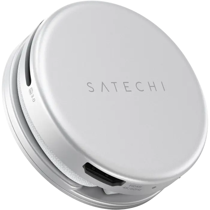 Adaptor Hub USB-C Satechi OntheGo 5-in-1 Multiport, HDMI 4K 60Hz, Incarcare PD 60W, USB 3.2 Gen 1, Cititor Card SD, Design Circular din Aluminiu