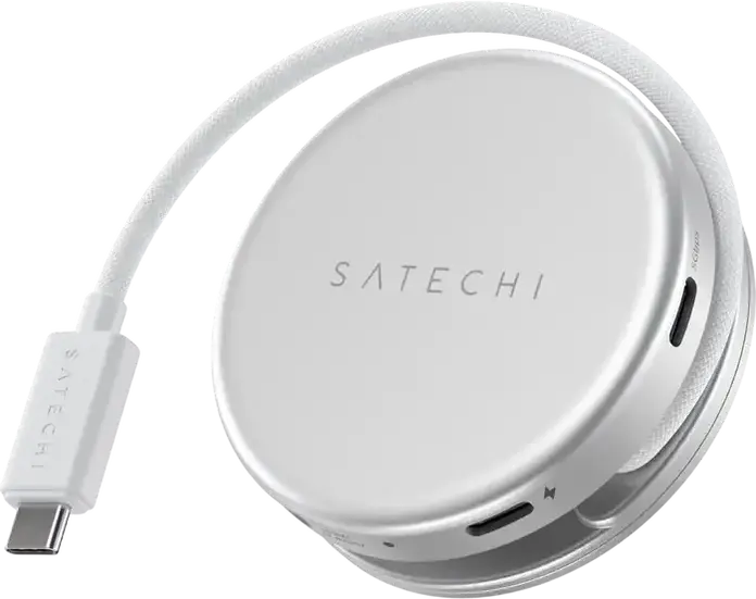 Adaptor Hub USB-C Satechi OntheGo 5-in-1 Multiport, HDMI 4K 60Hz, Incarcare PD 60W, USB 3.2 Gen 1, Cititor Card SD, Design Circular din Aluminiu