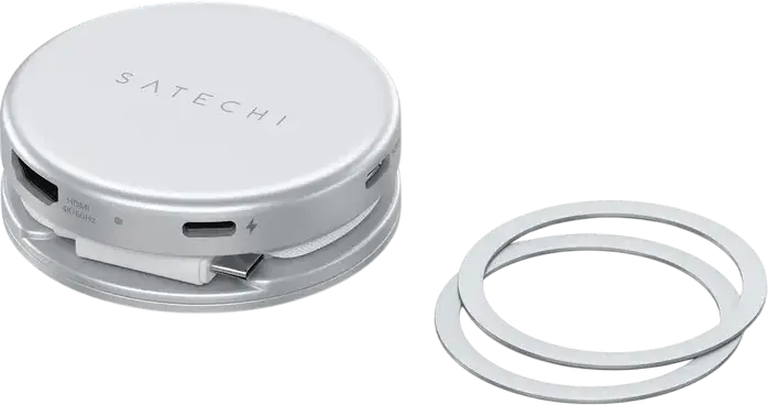Adaptor Hub USB-C Satechi OntheGo 5-in-1 Multiport, HDMI 4K 60Hz, Incarcare PD 60W, USB 3.2 Gen 1, Cititor Card SD, Design Circular din Aluminiu
