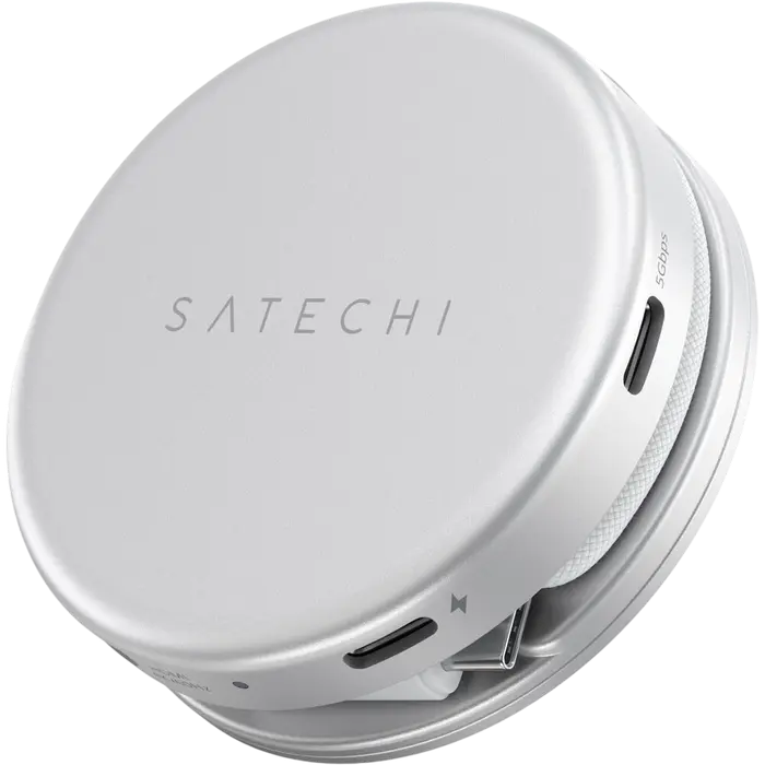 Adaptor Hub USB-C Satechi OntheGo 5-in-1 Multiport, HDMI 4K 60Hz, Incarcare PD 60W, USB 3.2 Gen 1, Cititor Card SD, Design Circular din Aluminiu
