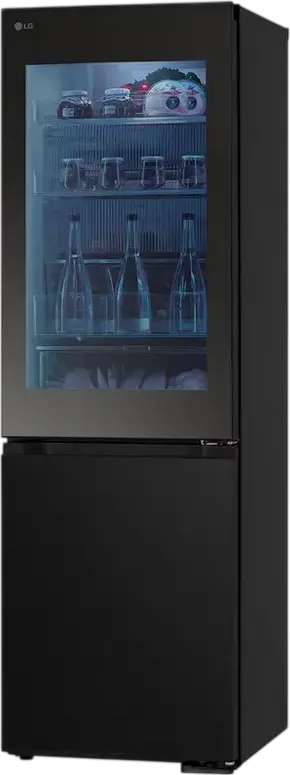 LG GBG5160CEV InstaView Combi Fridge-Freezer, No Frost, Smart Inverter Compressor, ThinQ Wi-Fi, Essence Black Steel, 349L, 186x59.5x67.6 cm