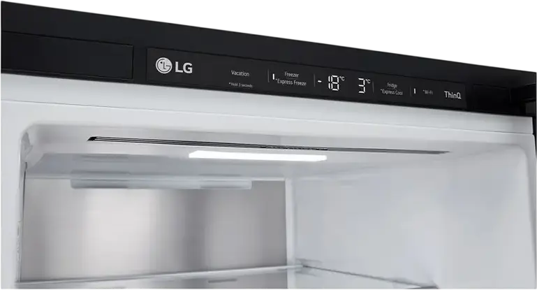 LG GBG5160CEV InstaView Combi Fridge-Freezer, No Frost, Smart Inverter Compressor, ThinQ Wi-Fi, Essence Black Steel, 349L, 186x59.5x67.6 cm
