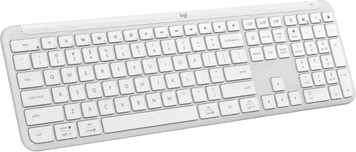 Tastatura Wireless Full-Size Logitech Signature Slim K950, Alb, Switch-uri Tactile Scissor, Bluetooth LE si receptor Logi Bolt USB, Easy-Switch 3 dispozitive